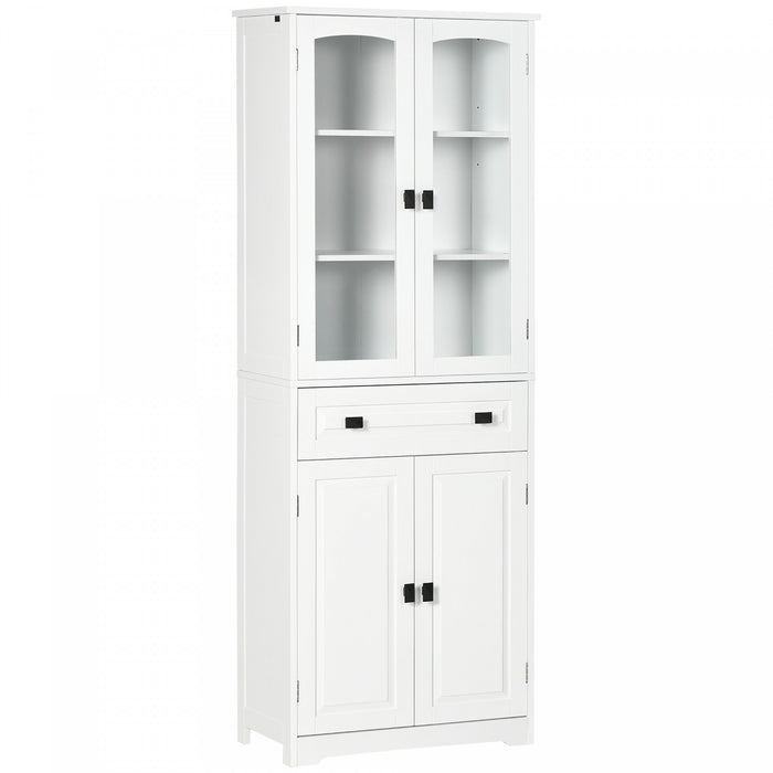 HOMCOM 63\" Kitchen Pantry Storage Cabinet w/Adjustable Shelves Glass Door