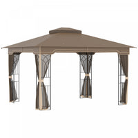 Outsunny 10' X 12' Patio Gazebo, Double roof Outdoor Canopy Shelter With Corner Frame And Mesh Netti