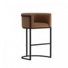 Cosmopolitan Mid-Century Modern Metal Upholstered Barstool in Chestnut | Tabouret de bar moderne mi-siecle cosmopolite en metal et tissu, finition chataigne