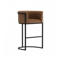 Cosmopolitan Mid-Century Modern Metal Upholstered Barstool in Chestnut
