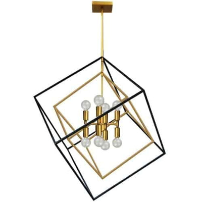 Dainolite Kappa 8 Light Pendant Vintage Bronze/Matte Black Finish Lamp|Luminaire suspendu Kappa de Dainolite avec fini bronze rétro et noir mat, et 8 ampoules