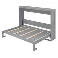 Evelyn Space-Saving Murphy Wall Bed with Foldable Cabinet Design,Full Bed,Grey 