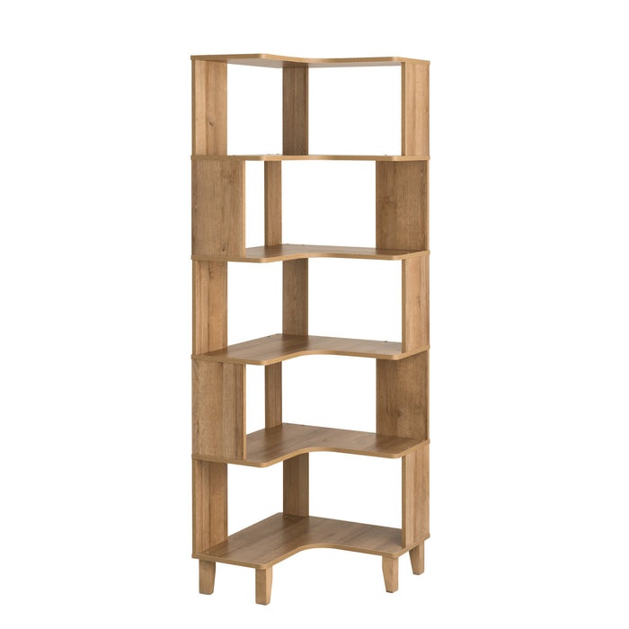Prepac Nordik Corner Bookcase - Natural Oak