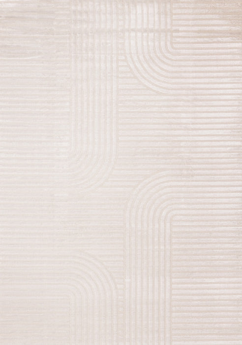 Leonardo White Grey Modern Lines Area Rug - 5'3\" x 7'7\"