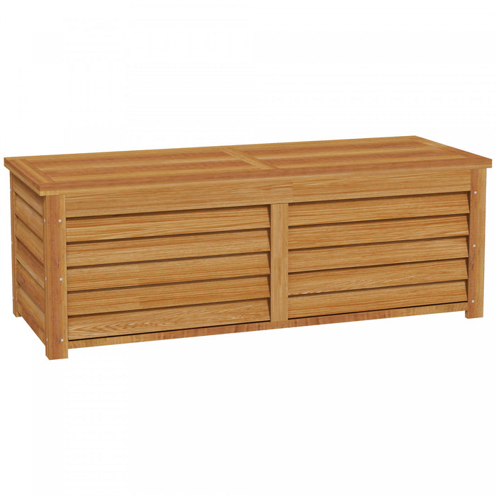 Outsunny 176l Outdoor Deck Box With 2 Safety Hinges For Porch Light Brown