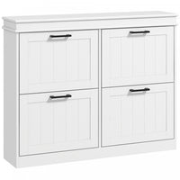 HOMCOM Narrow Shoe Cabinet for Entryway with Flip Drawers Adjustable Shelf
