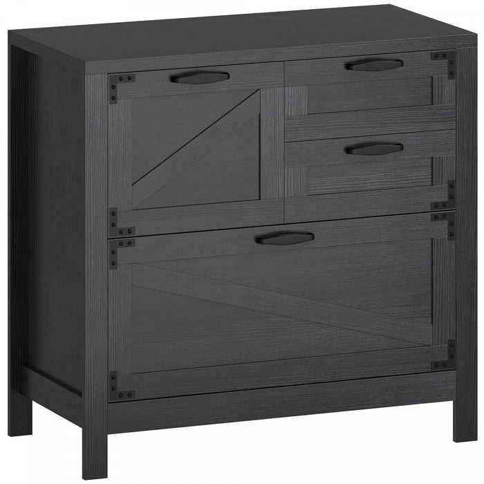 HOMCOM 4 Drawer File Cabinet Filing Cabinet for Letter/A4/Legal Files Black
