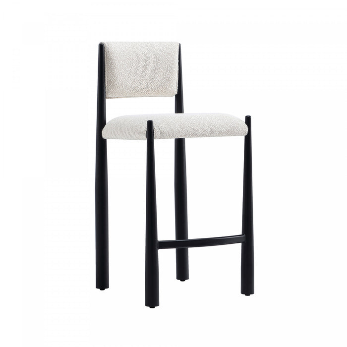 Lennor Mid-Century Modern Boucle Metal Counter Stool in Cream