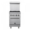FORNO Commerciale 24 Inch Stainless Steel Gas Range, 4 Burners, 120,000 BTU Total - FCMGR0093-24
