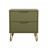 Avira Mid-Century Modern 20\" Nightstand in Olive Green (2-Drawer)