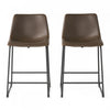Nathaniel Vintage Faux Leather Counter Stools Set Of 2 With Steel Frame - Brown
