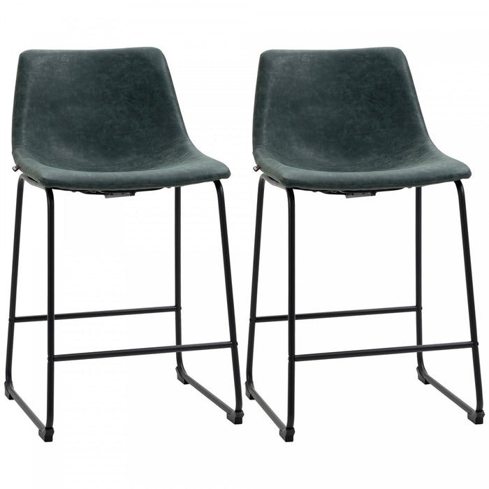 HOMCOM Bar Stools Set of 2, Counter Height Barstools with Back