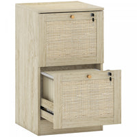HOMCOM 2 Drawer File Cabinet Lockable Filing Cabinet for A4 Letter Oak