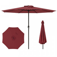 Costway 12 FT Patio Umbrella Outdoor Market Umbrella with Crank Handle 8 Sturdy Ribs Red
