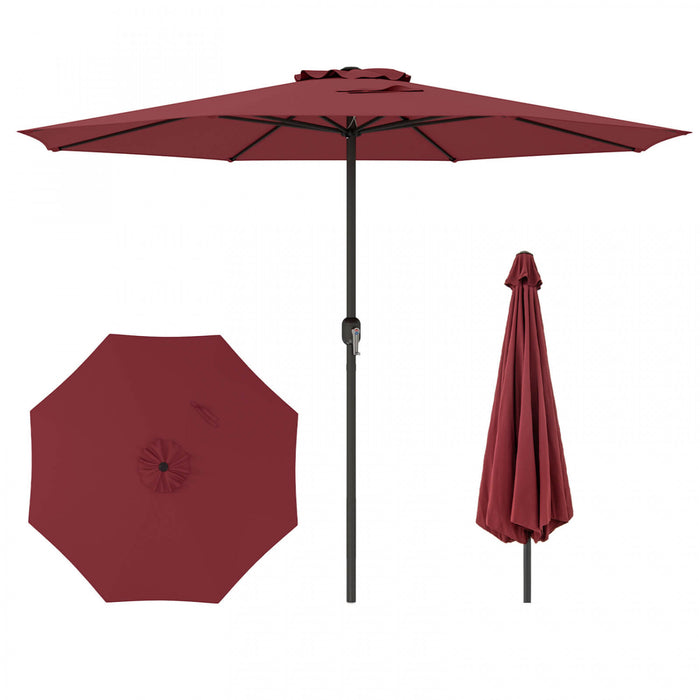Costway 12 FT Patio Umbrella Outdoor Market Umbrella with Crank Handle 8 Sturdy Ribs Red