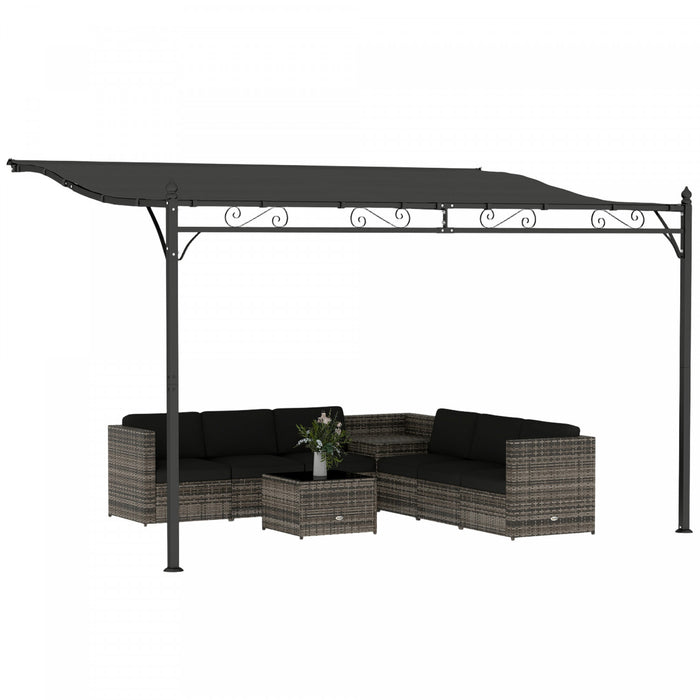 Outsunny 11.5' x 8.2' Outdoor Pergola, Lean to Pergola, Dark Grey