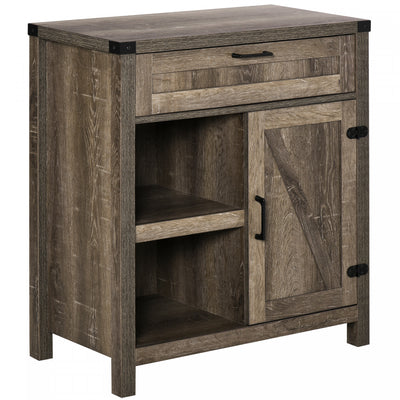 HOMCOM Rustic Barn Door Storage Cabinet Modern Farmhouse Buffet Sideboard