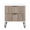 Dumbo Modern 20\" Fluted Nightstand in Rustic Gray and White (2-Drawer)