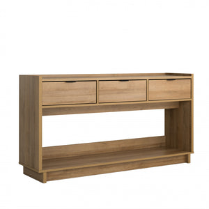 Prepac Simply Modern Buffet Console with 3 Drawers - Natural Oak