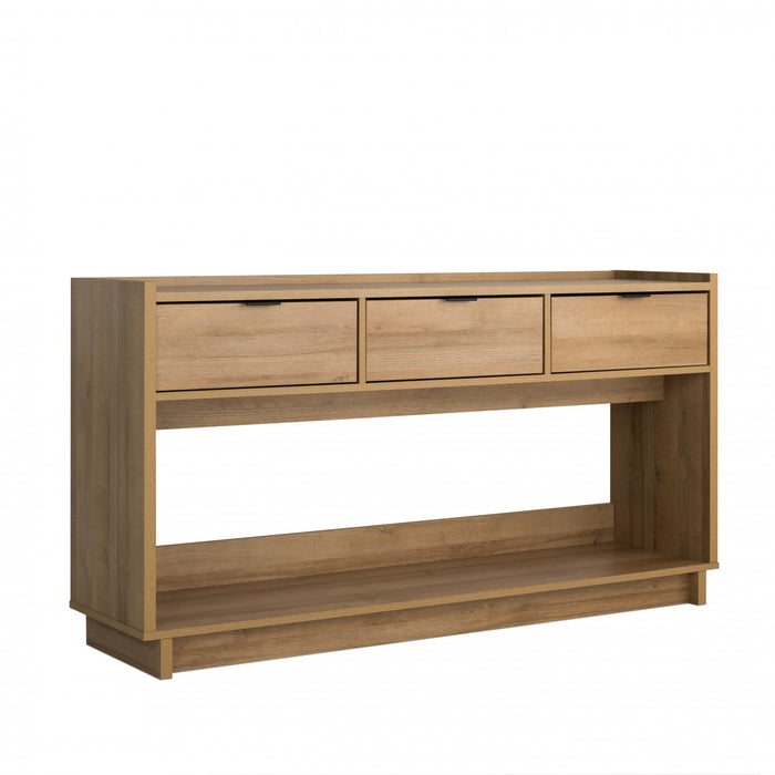 Prepac Simply Modern Buffet Console with 3 Drawers - Natural Oak