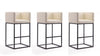 Embassy Mid-Century Modern Metal Upholstered Barstool in Cream - Set of 3