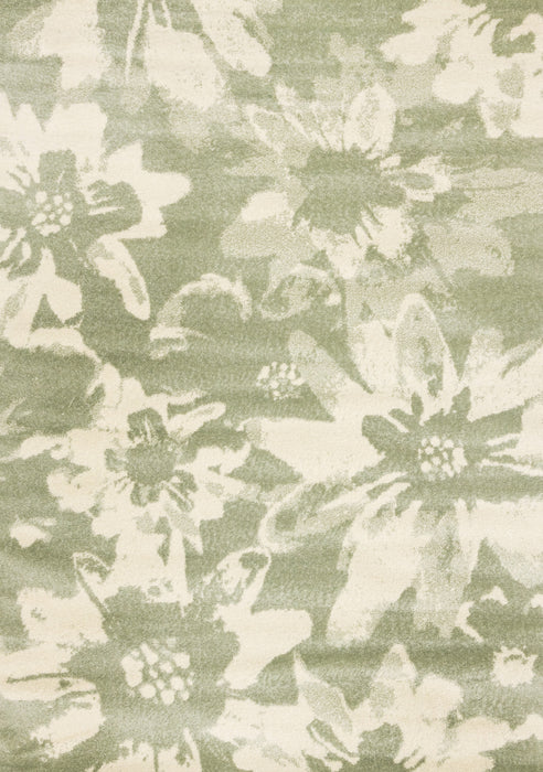 Ellis Floral Green Cream Area Rug - 5'3\" x 7'7\"