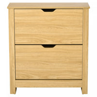 HOMCOM Narrow Shoe Cabinet for Entryway w/ 2 Flip Drawers Adjustable Shelf
