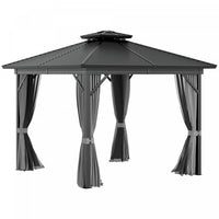 Outsunny 10' X 10' Hardtop Gazebo, Aluminum Frame Garden Sun Shelter With Double Tier Metal Roof, Mo
