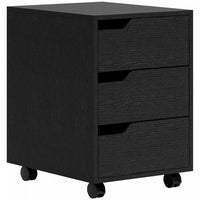 HOMCOM 3-Drawer Filing Cabinet with Wheels, Mobile File Cabinet, Black