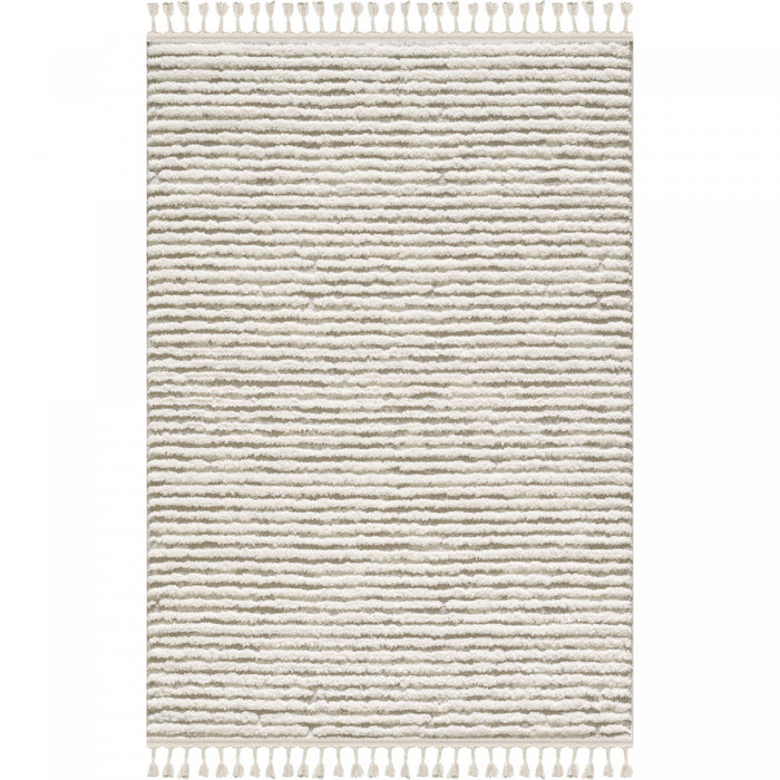 Quinto Beige Waves Shag Area Rug - 5'7\" x 7'3\"