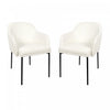 Loft Contemporary Vegan Leather Metal Armchair in Ivory - Set of 2