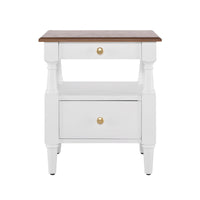 Emma 2-Drawer Wooden Bedroom Nightstand with Non-Slip Feet, Milk White  