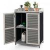 Costway Outdoor Potting Bench Table, Garden Storage Cabinet With Metal Tabletop