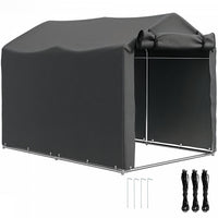 Outsunny Outdoor Shelter, Motorcycle Tent W/roll-up Zipper Door, Dark Grey