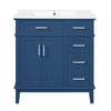 Savannah 30 Inch Bathroom Vanity with Ceramic Sink and Spacious Storage Cabinet, Navy Blue | Savannah Meuble de salle de bain 30 pouces avec vasque en ceramique et armoire de rangement spacieux, Bleu marine