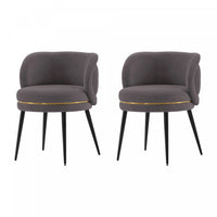 Kaya Modern Wood Velvet Dining Chair in Gray - Set of 2 