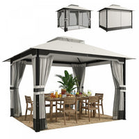 Outsunny 10' x 12' Patio Gazebo, Double Roof Outdoor Gazebo Canopy Shelter