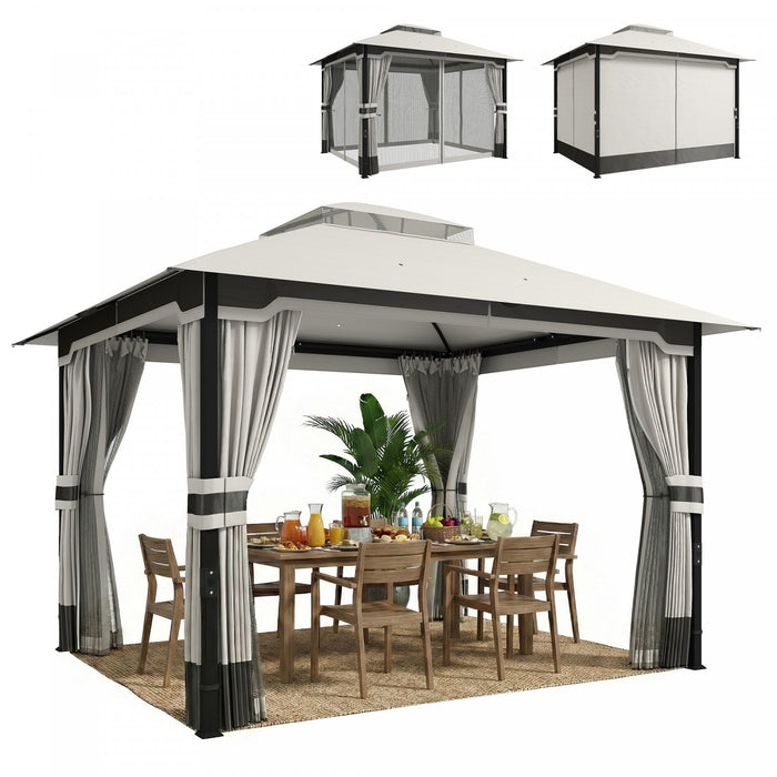 Outsunny 10' x 12' Patio Gazebo, Double Roof Outdoor Gazebo Canopy Shelter