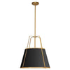 Dainolite Trapezoid 1 Light Pendant Gold/Black Shade White Fabric Diffuser Lamp