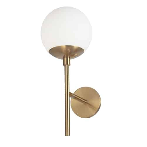 Dainolite Dayana 1 Light Wall Sconce Up Light Aged Brass White Glass Lamp