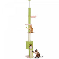 PawHut Floor to Ceiling Cat Tree, 5-Tier Cat Tower Adjustable Height 87