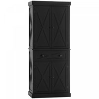 HOMCOM Kitchen Pantry, Freestanding Buffet Cabinet with 4 Doors, Black