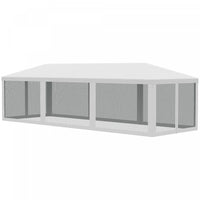 Outsunny 10' X 28' Party Tent Outdoor Canopy Garden Sun Shade With 8 Mosquito Mesh Netting And Zippe