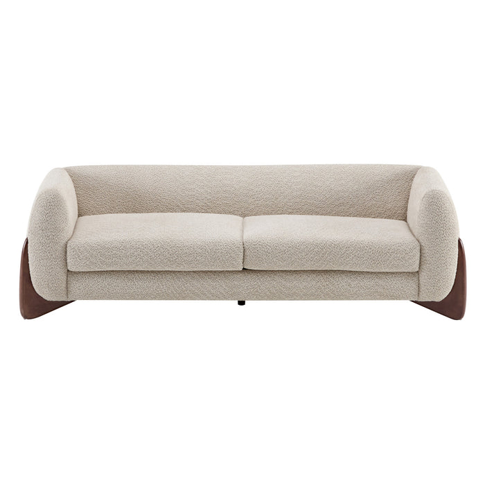 Harold 82.75\" Wood Boucle Sherpa 3-Seater Sofa,Almond Loveseat