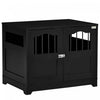 Pawhut 29.5\" Wooden Dog Cage With Windows, End Table Furniture Style, Modern Pet Kennel With Lockable Doors Elevated Base For Small And Medium-sized Dogs, Black