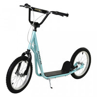 Aosom Youth Scooter Street Kick Scooter For Teens Kids Ride On Toy W/ 16'' Inflatable Wheel Dual Bra