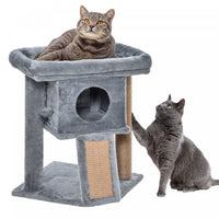 Pawhut Cat Tree, Small Cat Tower With Perch, Scratching Post, Cat Condo, Toy Ball For Kitty, Indoor