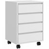 HOMCOM 4 Drawer File Cabinet, Filing Cabinet with Lockable Wheels, White