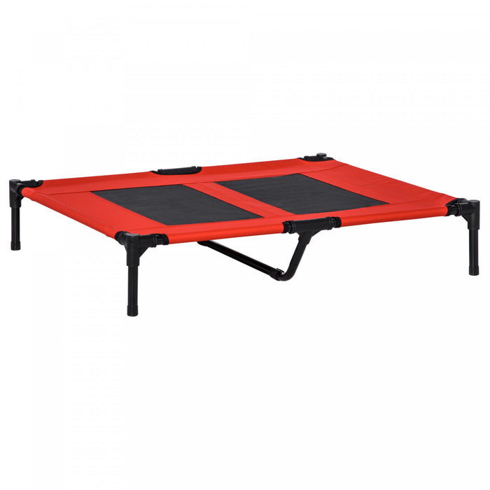 Pawhut Elevated Dog Bed, Dog Cot Bed, Cooling Raised Pet Cot Indoor Outdoor With Washable Breathable Mesh, Non-slip Plastic Feet, 36\" X 30\", Red