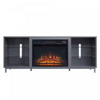 Brighton Modern 2-Piece Electric Fireplace in Black and Gray 